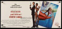 9w481 VIEW TO A KILL special 13x29 '85 art of Moore, Tanya Roberts & smoking Grace Jones by Goozee!