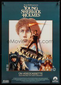 9w366 YOUNG SHERLOCK HOLMES video special 23x32 '85 Steven Spielberg, Nicholas Rowe, cool art!