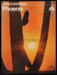 9w492 AMERICAN AIRLINES PHOENIX travel poster '70s great image of sun & saguaro cactus