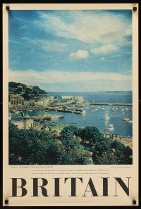 9w559 BRITAIN English travel poster '60s Torquay, wonderful image of city & harbor!