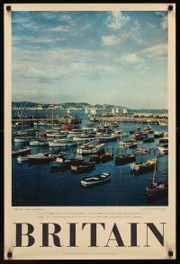 9w557 BRITAIN English travel poster '60s Paignton, wonderful image of boats in harbor!