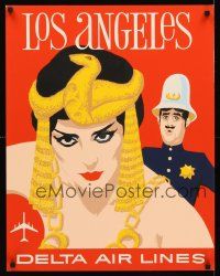 9w499 LOS ANGELES DELTA AIRLINES heavy stock travel poster '60s great silkscreen artwork!