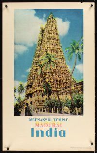 9w590 MEENAKSHI TEMPLE MADURAI INDIA Indian travel poster '60s cool image of towering temple!