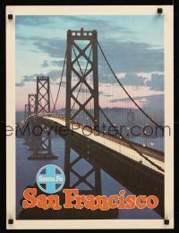 9w649 SANTA FE SAN FRANCISCO travel poster '50s cool image of San Francisco-Oakland Bay Bridge!