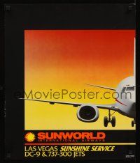 9w635 SUNWORLD INTERNATIONAL AIRWAYS travel poster '85 Las Vegas, Nevada Sunshine Service!