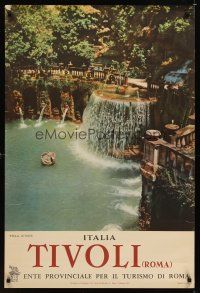 9w597 TIVOLI Italian travel poster '57 Villa D'Este, great image of fountains!