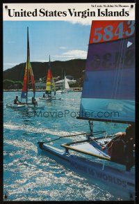 9w637 UNITED STATES VIRGIN ISLANDS travel poster '82 cool image of sailboats!