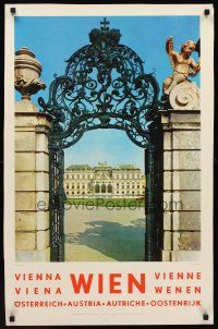 9w547 VIENNA Austrian travel poster '60s Zoufaly photo of baroque castle at Belvedere!