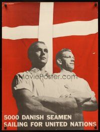 9w012 5000 DANISH SEAMEN SAILING FOR UNITED NATIONS English WWII war poster '40s Dahl-Wolfe photo!