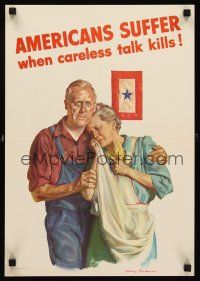 9w002 AMERICANS SUFFER WHEN CARELESS TALK KILLS 14x20 WWII war poster '43 art of grieving couple!
