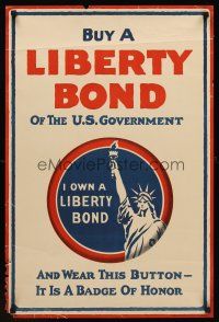 9w016 BUY A LIBERTY BOND 20x30 WWI war poster '17 cool artwork of Statue of Liberty!