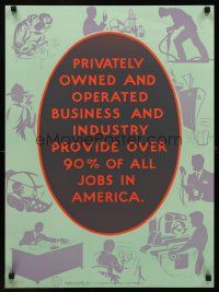 9w008 OVER 90% OF ALL JOBS IN AMERICA 20x27 WWII war poster '43 art of people working!