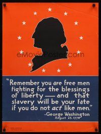 9w009 REMEMBER YOU ARE FREE MEN 20x27 WWII war poster '44 classic silhouette of Washington!