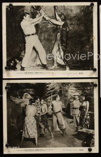 9y822 CANNIBAL ATTACK 3 8x10 stills '54 Weissmuller fighting wacky guy in alligator suits + artwork!