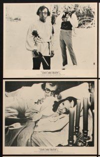 9y052 LOVE & DEATH 7 English FOH LCs '75 Woody Allen & Diane Keaton romantic kiss close up!