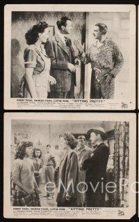 9y078 SITTING PRETTY 4 English FOH LCs '48 Webb as Mr. Belvedere, Robert Young, Maureen O'Hara