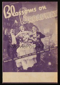 9z350 BLOSSOMS ON BROADWAY herald '37 Edward Arnold, Shirley Ross, New York City musical!