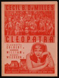 9z369 CLEOPATRA herald '34 sexy Claudette Colbert as the Princess of the Nile, Cecil B. DeMille