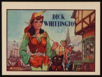 9z036 DICK WHITTINGTON stage play English herald '30s art of sexy female lead w/cat!