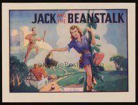 9z038 JACK & THE BEANSTALK stage play English herald '30s art of female Jack above countryside!