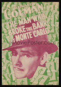 9z468 MAN WHO BROKE THE BANK AT MONTE CARLO herald '35 Ronald Colman, Joan Bennett!