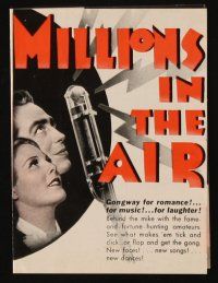 9z480 MILLIONS IN THE AIR herald '35 John Howard hosts a radio talent show that Wendy Barrie wins!