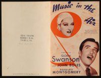 9z488 MUSIC IN THE AIR herald '34 Gloria Swanson, John Boles, music by Jerome Kern & Hammerstein!