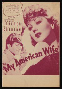 9z489 MY AMERICAN WIFE herald '36 European Francis Lederer moves to Arizona for Ann Sothern!