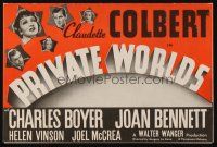 9z518 PRIVATE WORLDS herald '35 psychiatrist Claudette Colbert, Charles Boyer, Joan Bennett