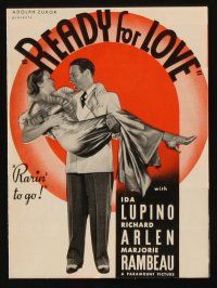 9z521 READY FOR LOVE herald '34 great images of Richard Arlen & pretty Ida Lupino!