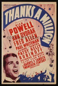 9z560 THANKS A MILLION herald '35 traveling singer Dick Powell, Ann Dvorak & Patsy Kelly!