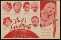 9z561 THAT'S GRATITUDE herald '34 Mary Carlisle, from the stage hit that made America laugh!