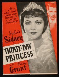 9z562 THIRTY-DAY PRINCESS herald '34 Cary Grant, Sylvia Sidney as a princess & poor actress!