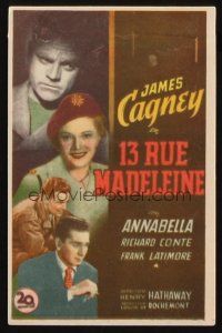 9z046 13 RUE MADELEINE Spanish herald '48 different art of James Cagney & Richard Conte!
