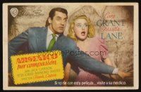 9z067 ARSENIC & OLD LACE Spanish herald '44 great c/u of Cary Grant & Priscilla Lane, Frank Capra