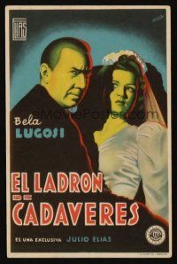 9z082 CORPSE VANISHES Spanish herald '42 different art of Bela Lugosi & Luana Walters by Fernandez!