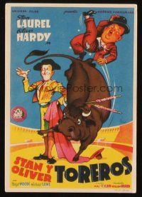 9z088 BULLFIGHTERS Spanish herald '48 different art of Stan Laurel & Oliver Hardy by Soligo!