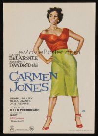 9z092 CARMEN JONES Spanish herald '54 great full-length Jano artwork of sexy Dorothy Dandridge!