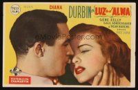 9z097 CHRISTMAS HOLIDAY Spanish herald '46 romantic close up of Deanna Durbin & Gene Kelly!