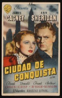 9z099 CITY FOR CONQUEST Spanish herald 1946 c/u of boxer James Cagney & beautiful Ann Sheridan!