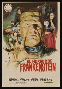9z163 HORROR OF FRANKENSTEIN Spanish herald '71 Hammer horror, different monster art by Jano!