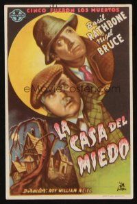 9z167 HOUSE OF FEAR Spanish herald '45 Basil Rathbone as Sherlock Holmes, Nigel Bruce as Watson!