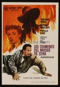9z169 HOUSE OF WAX Spanish herald R66 different art of Vincent Price & shadowy figure by MCP!