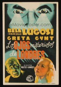 9z172 HUMAN MONSTER Spanish herald '43 completely different art of Bela Lugosi, Edgar Wallace!