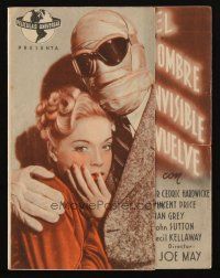 9z183 INVISIBLE MAN RETURNS Spanish herald '42 Vincent Price, Hardwicke, H.G. Wells, cool images!