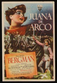 9z185 JOAN OF ARC Spanish herald '50 different art of Ingrid Bergman in armor with sword!