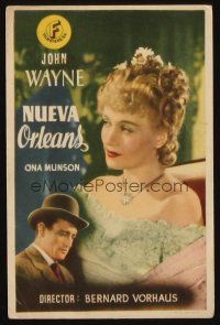 9z194 LADY FROM LOUISIANA Spanish herald '45 different image of John Wayne & pretty Ona Munson!
