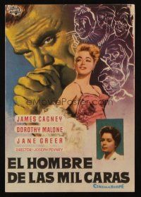 9z208 MAN OF A THOUSAND FACES Spanish herald '58 art of James Cagney as Lon Chaney Sr!