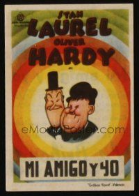 9z212 ME & MY PAL Spanish herald '33 cool different artwork of Stan Laurel & Oliver Hardy!