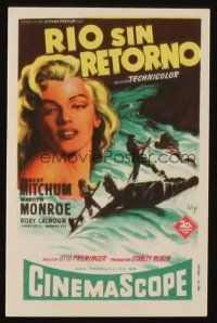 9z254 RIVER OF NO RETURN Spanish herald '55 different art of sexy Marilyn Monroe by Soligo!